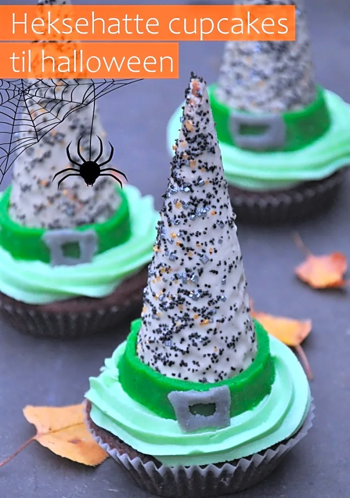 Heksehatte cupcakes til halloween