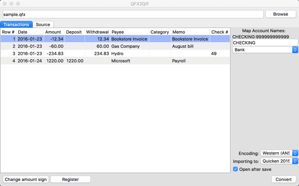 Convert QFX to QIF