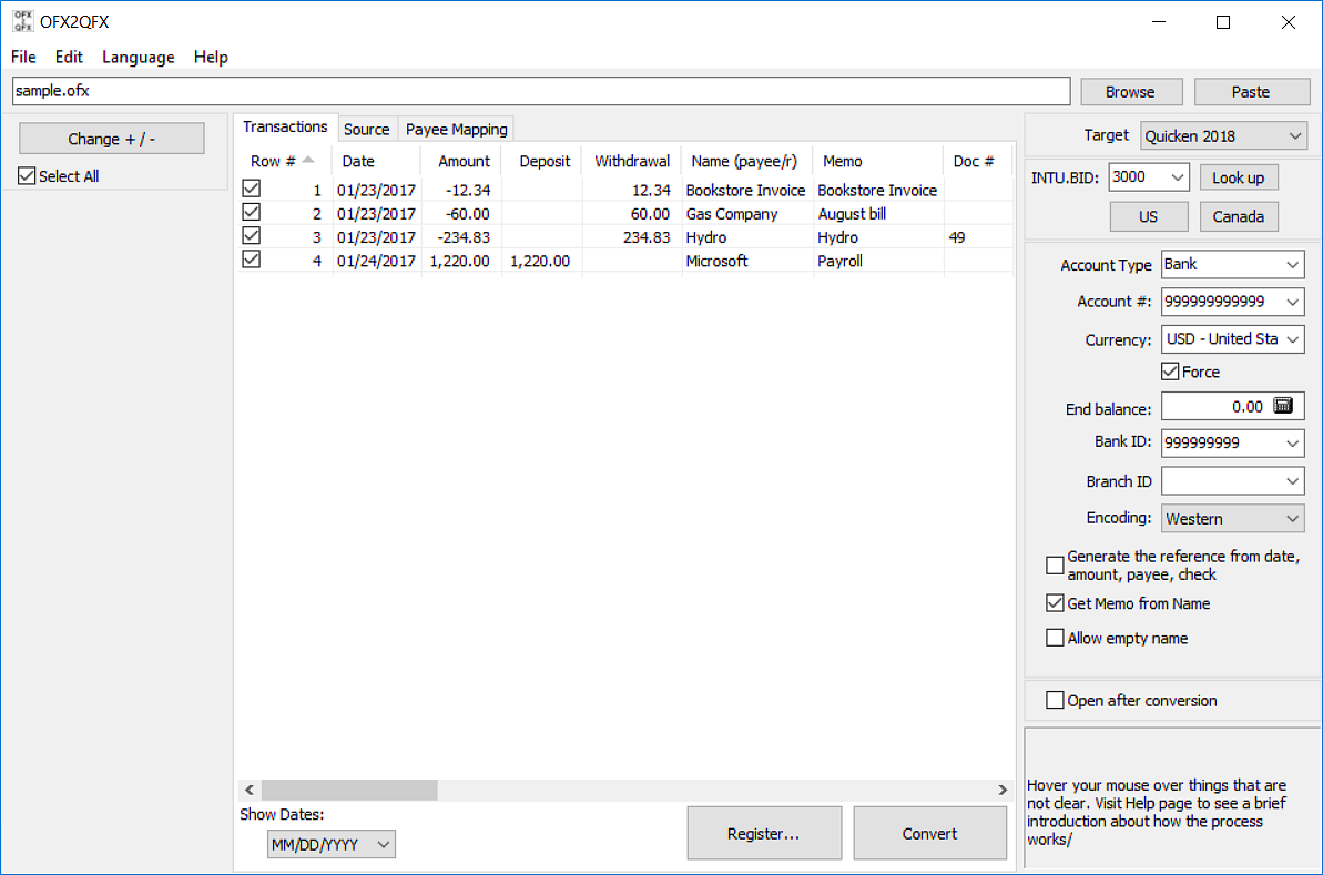 Ofx2qfx Convert Ofx To Qfx Web Connect Propersoft 5860