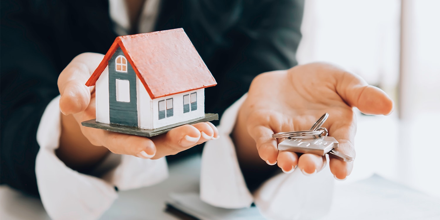 Concept of banker selling bank-owned properties