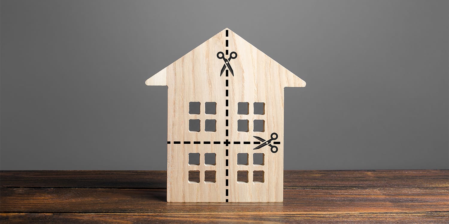House being divided - Divorce home selling concept