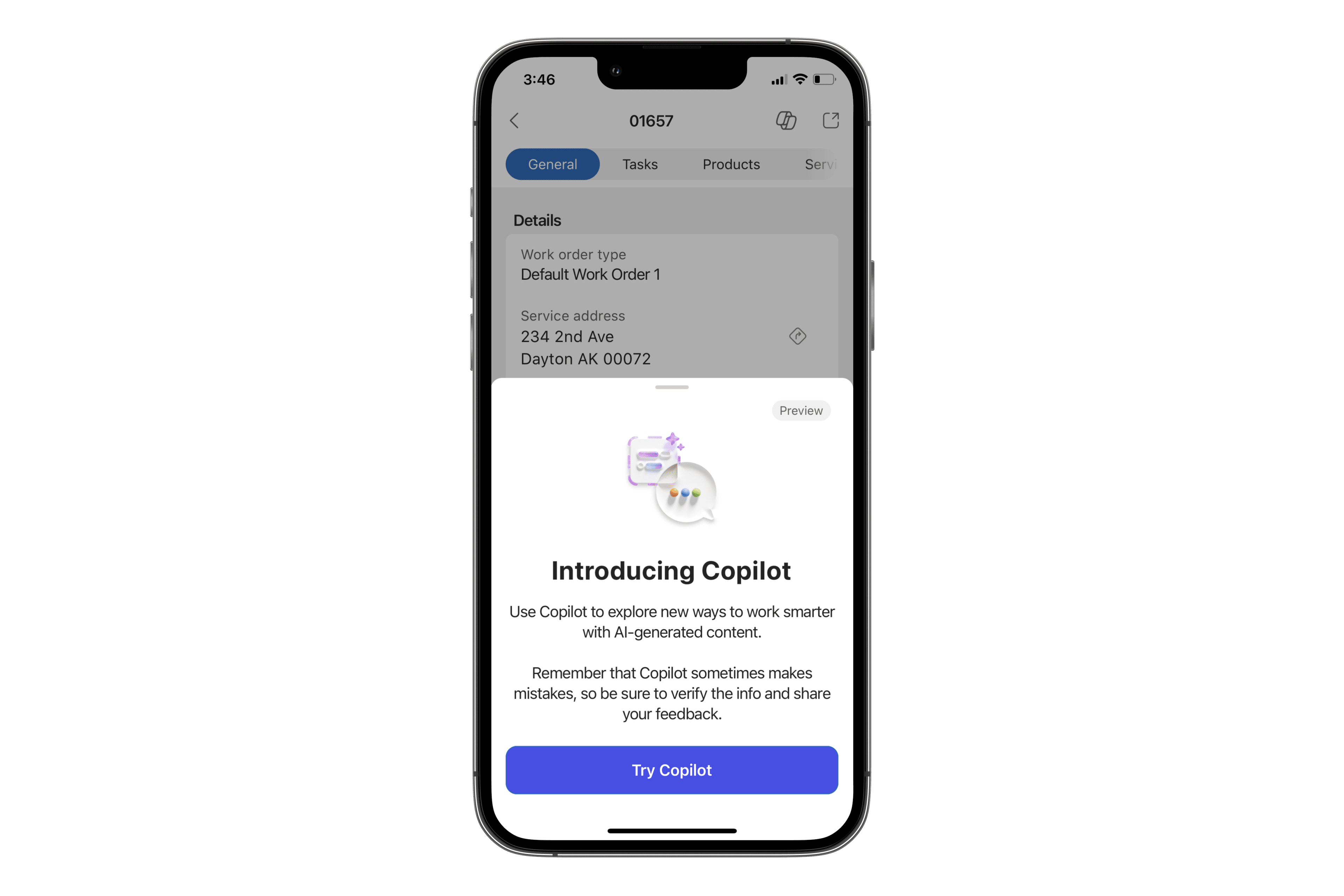Source image: Copilot for the new Field Service mobile user experience