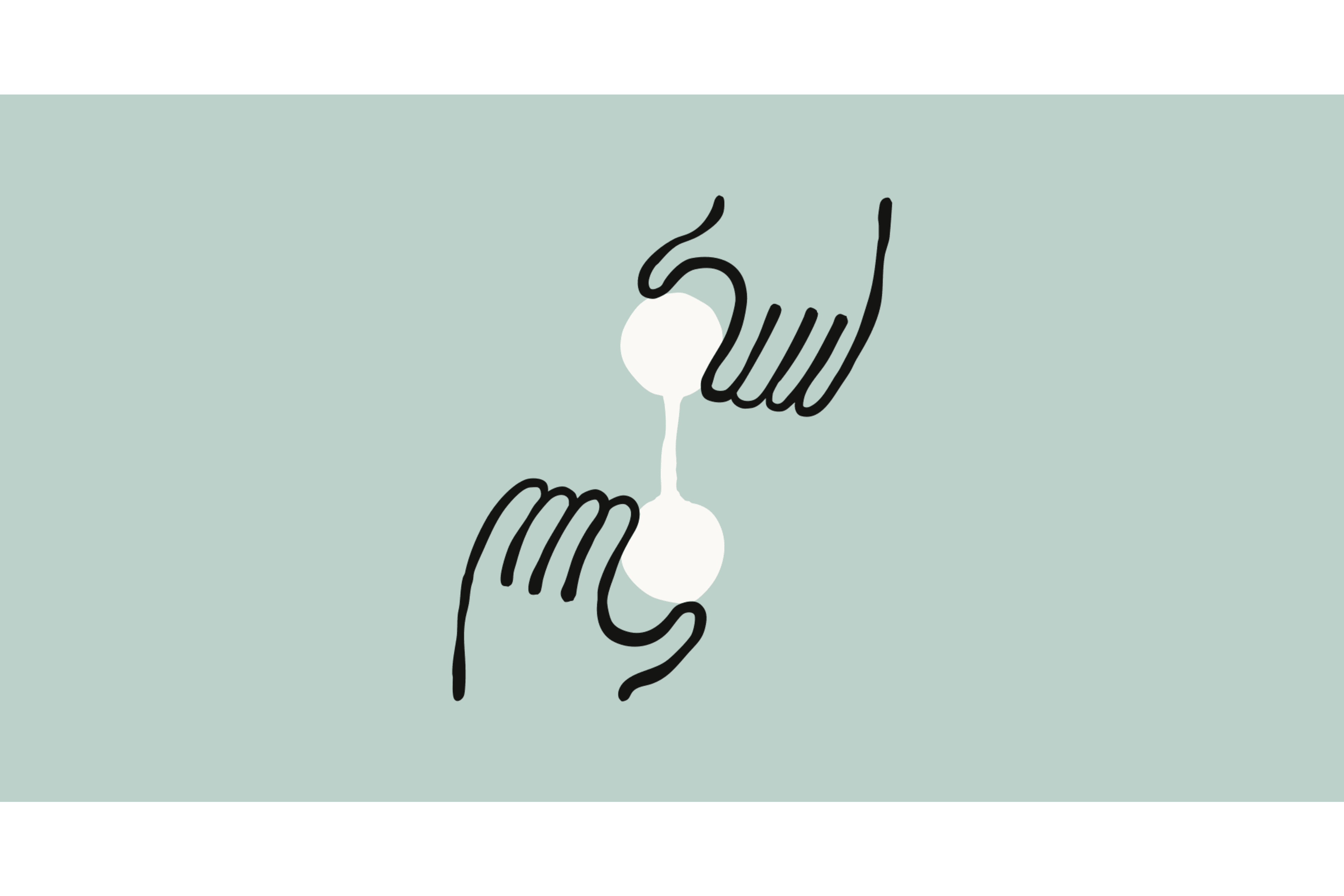 Two stylized hands reaching toward each other with connecting node points