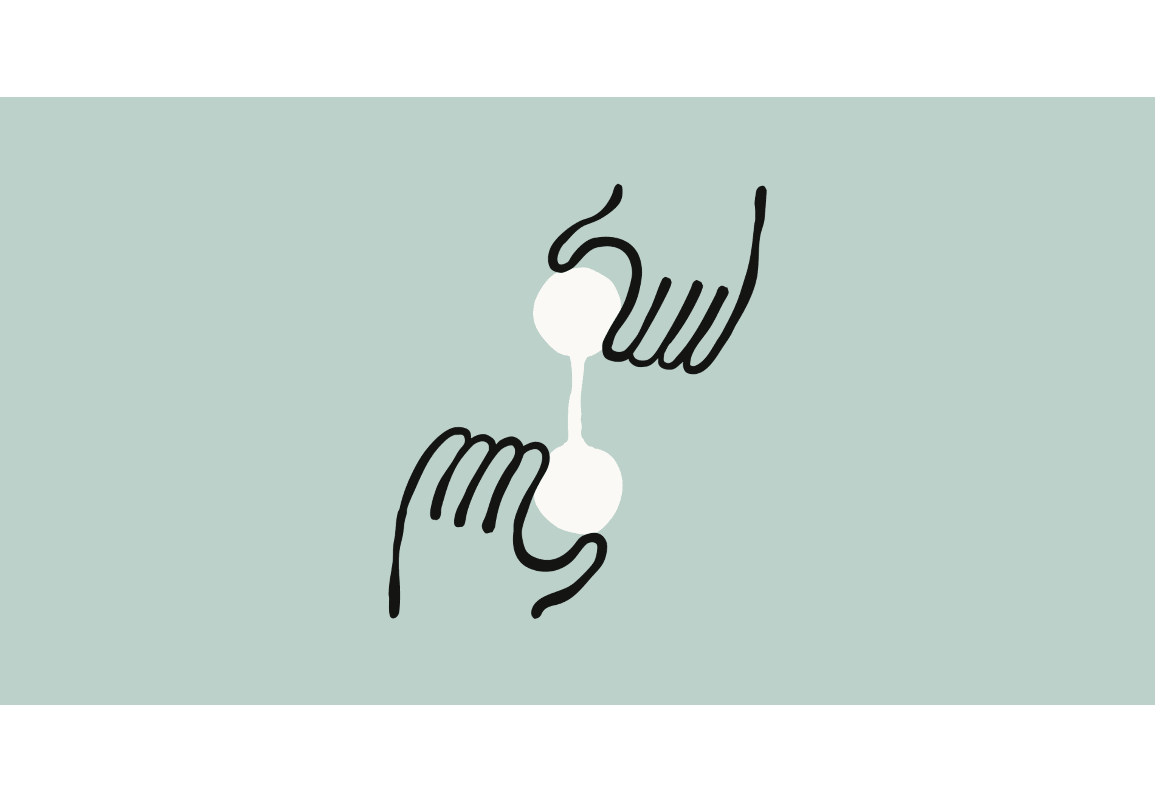 Two stylized hands reaching toward each other with connecting node points