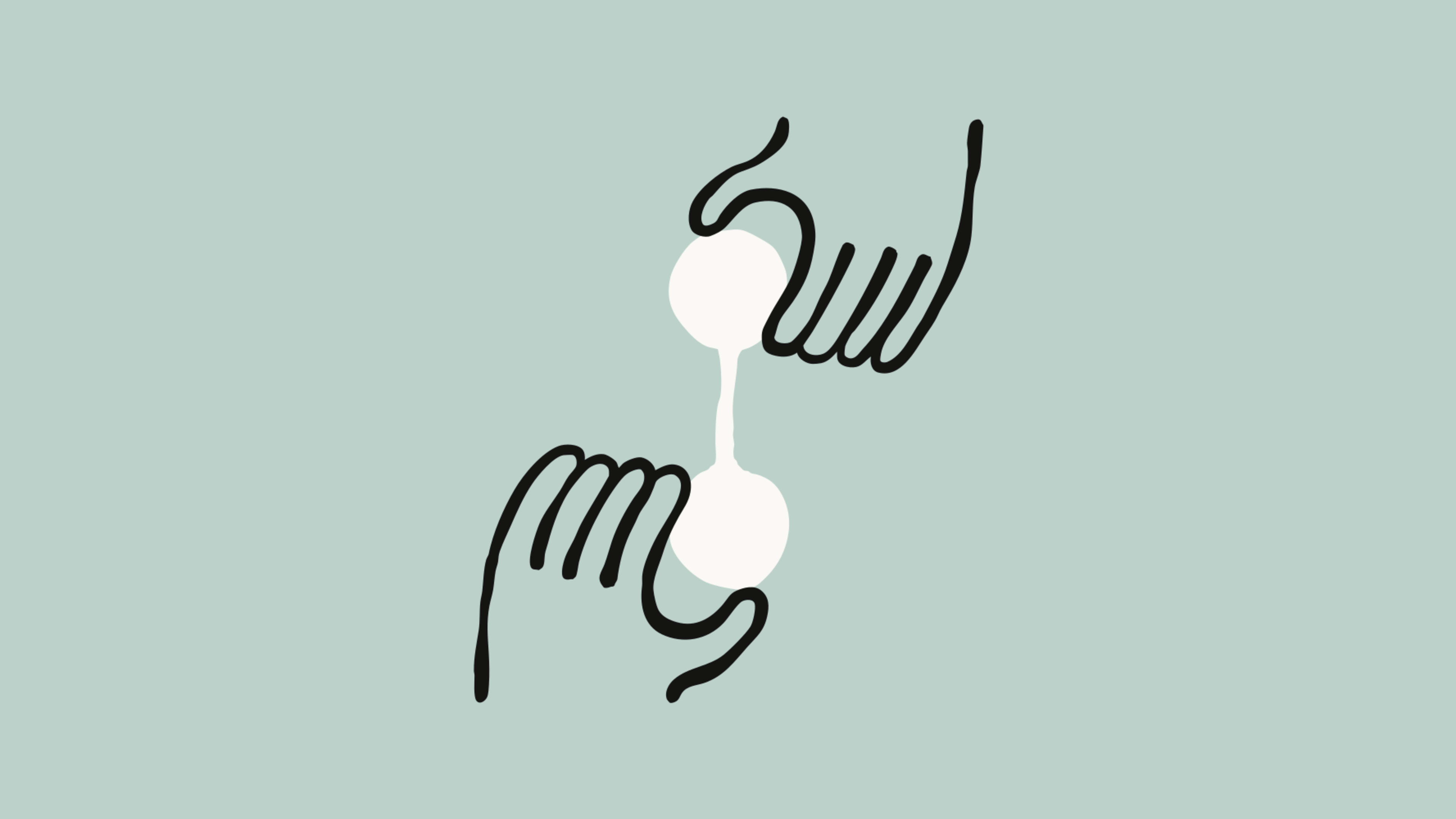 Two stylized hands reaching toward each other with connecting node points