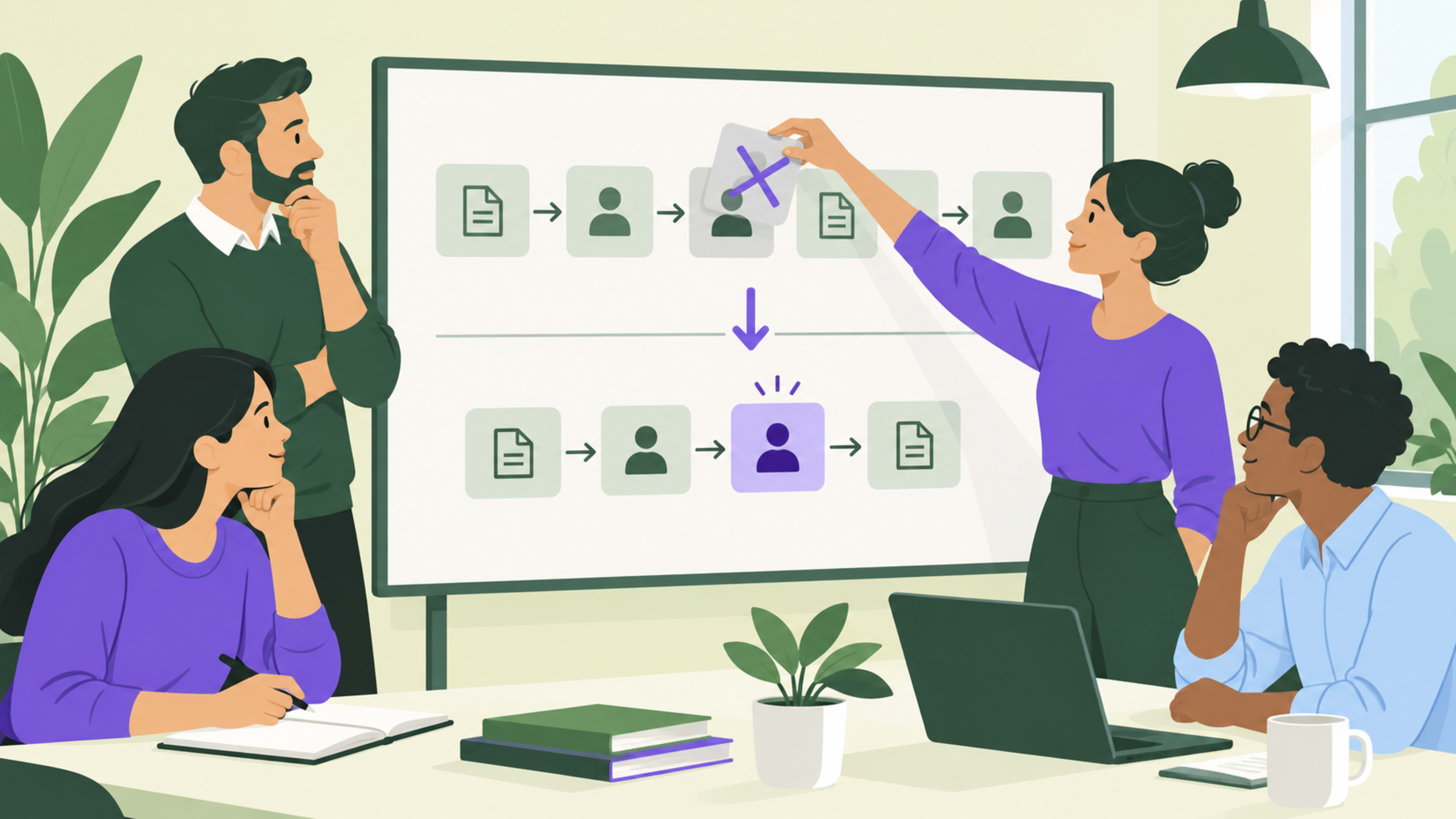 A team simplifies a work process while retaining an accountable review step.