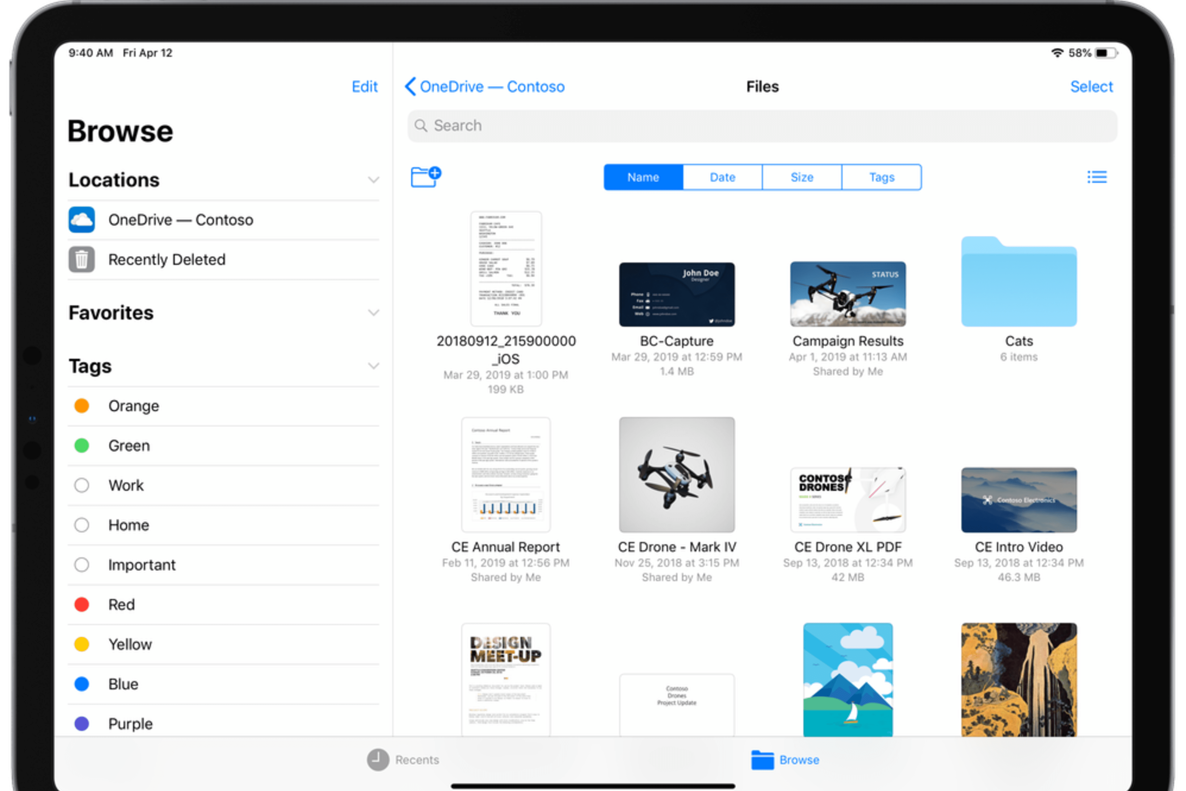 The OneDrive mobile app showing file access on a phone screen.