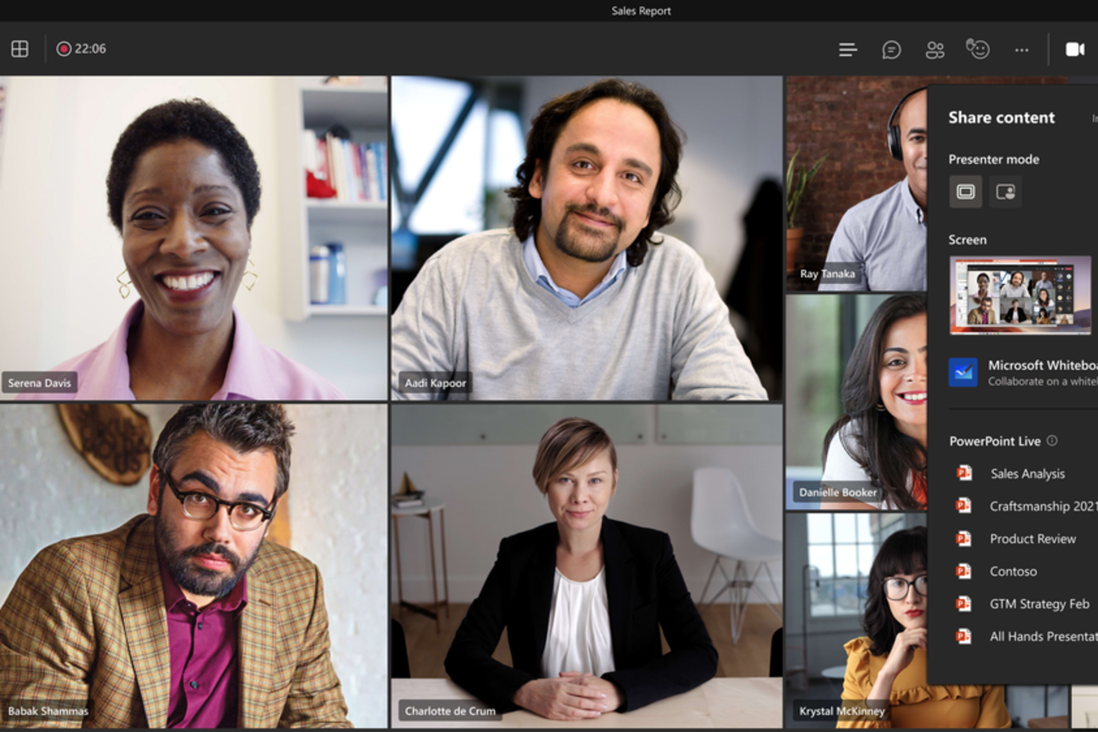 Presenting a PowerPoint slide deck live to an audience in Microsoft Teams.