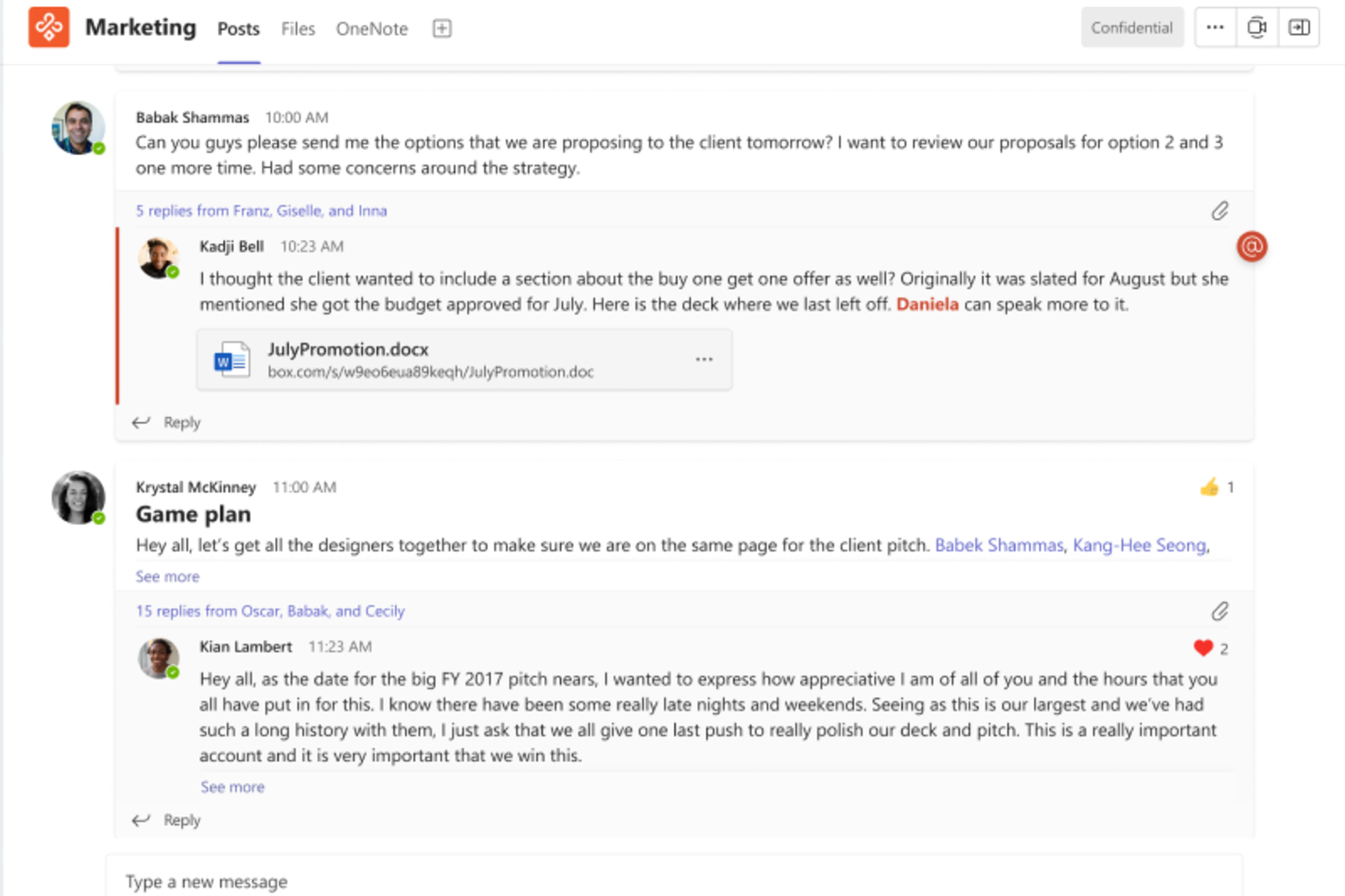 The Teams desktop chat compose area showing where messaging extensions can be invoked.