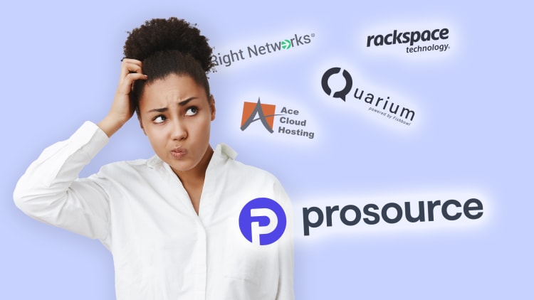 A woman is having trouble deciding choosing between many, different cloud providers, but is leaning toward ProSource.