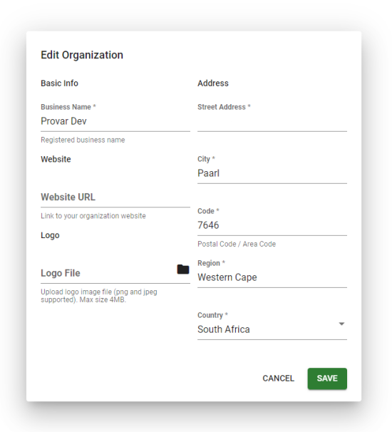 Organisation Form