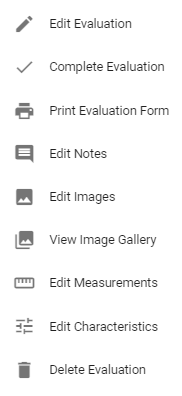 Evaluation options dropdown