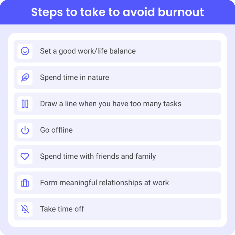 Steps to take to avoid burnout