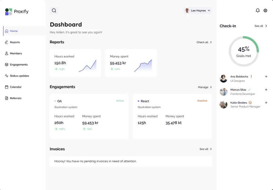 Proxify dashboard