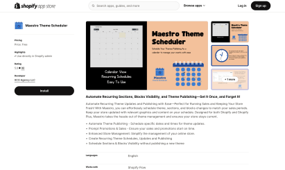 Maestro Theme Scheduler Shopify App - 1