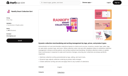 Rankify Smart Collection Sort Shopify App - 1