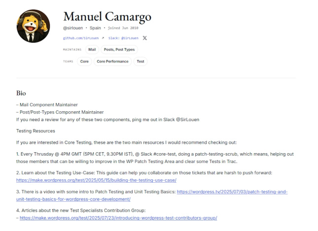 WordPress Core: Component Maintainer (Mail & Post Types)