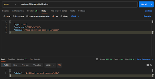 Image showing postman testing of the web api