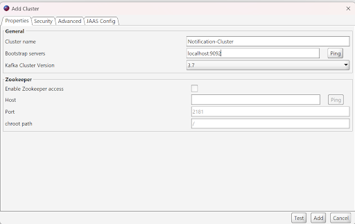 Image showing how to add a new cluster in offset explorer tool