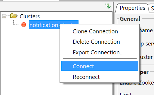 Image showing how to add a new cluster in offset explorer tool