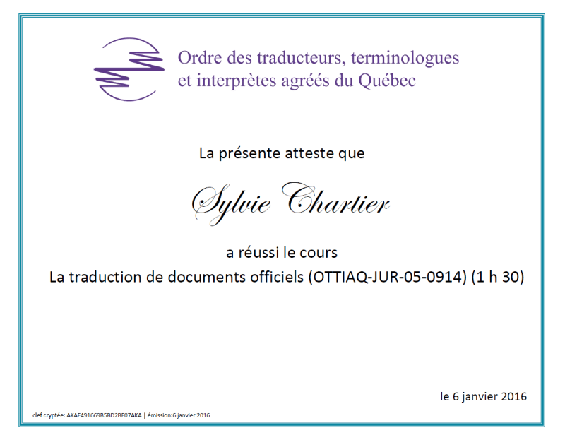 TRADUCTION DE DOCUMENTS OFFICIELS