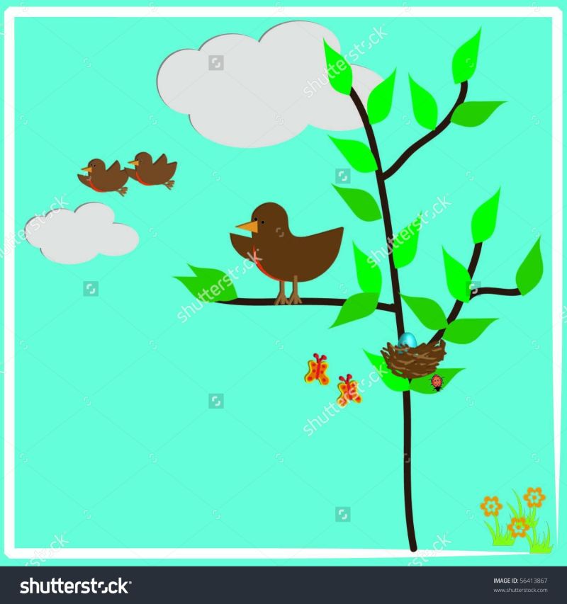 stock-vector-baby-birds-leaving-the-nest-with-mother-bird-watching-56413867