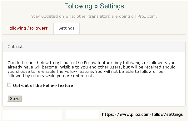 follow settings proz