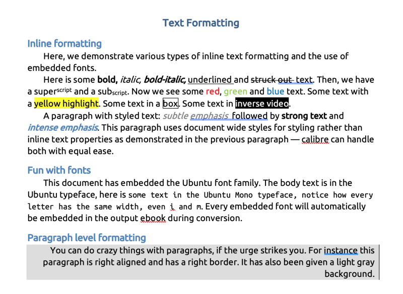 Text formatting demo