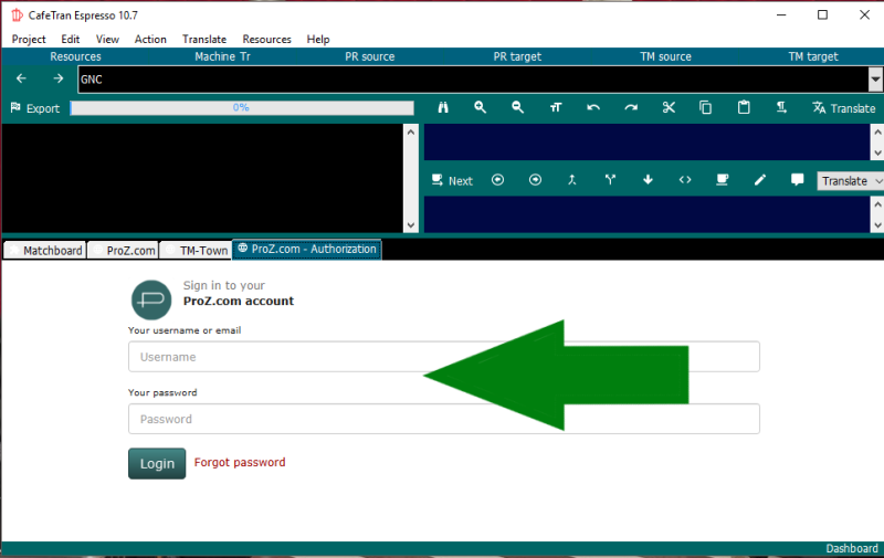 CafeTran - ProZ login