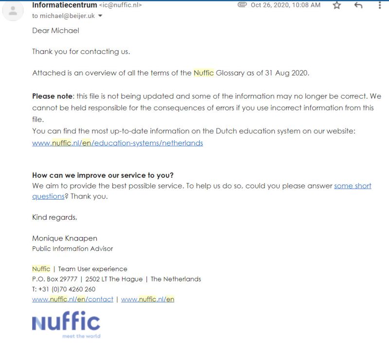 NUFFIC-email-their-answer