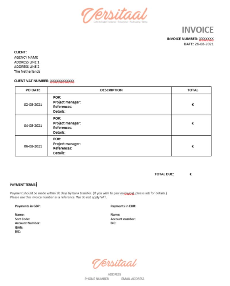 sample invoice