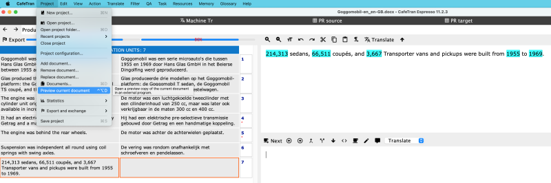 Using LibreOffice as a Target preview using detached windows (CafeTran ...