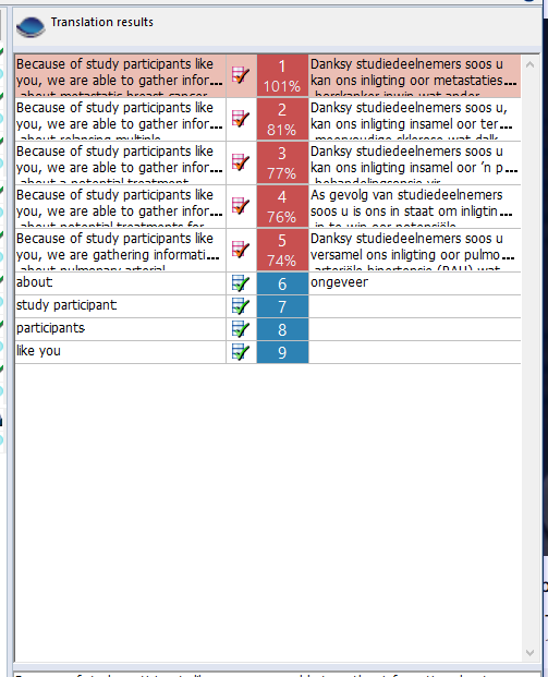 memoq tm matches