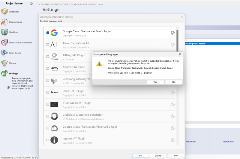 Unsupported Languages Error when trying to use Google MT Plugin ...