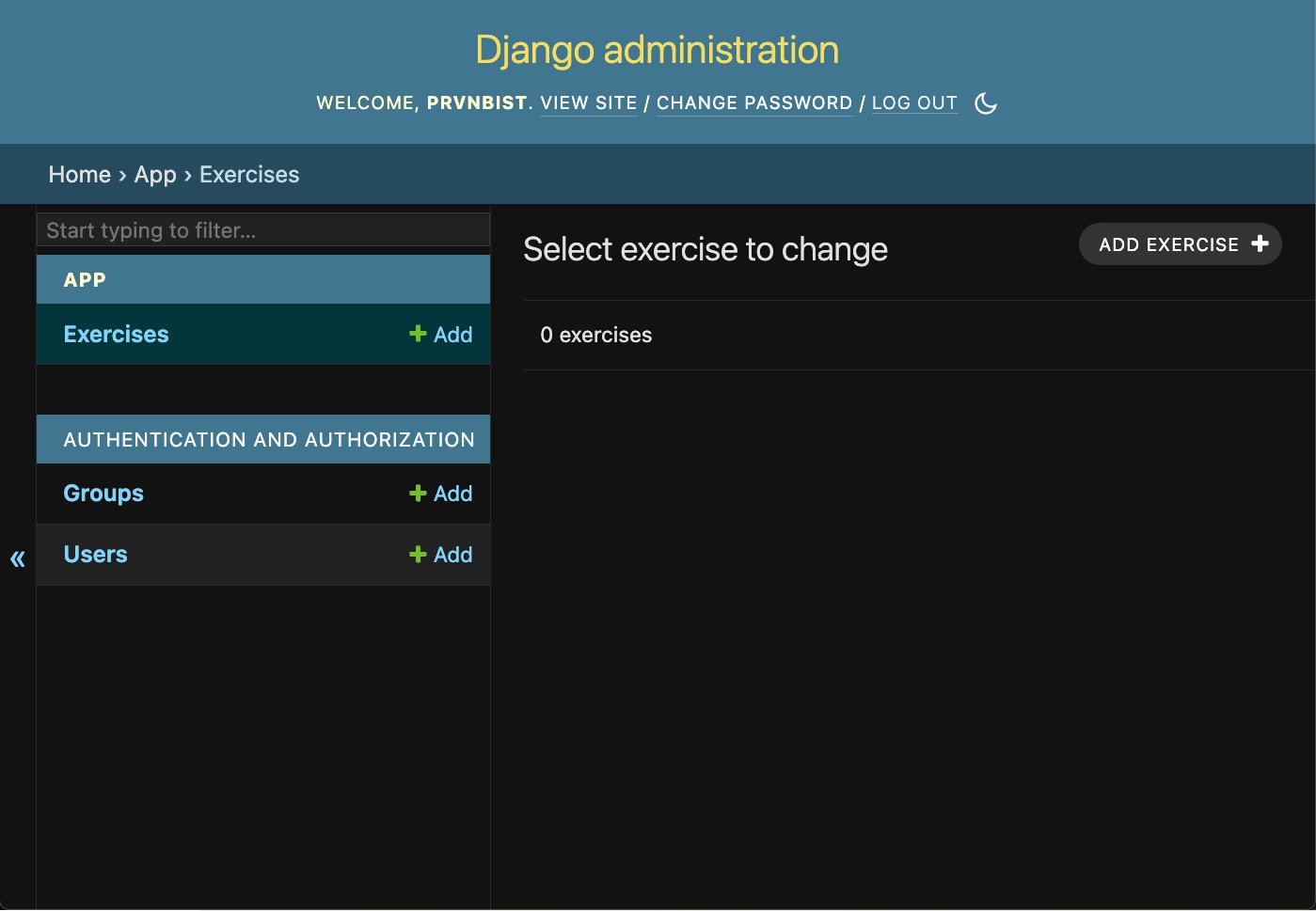Exercise Model View