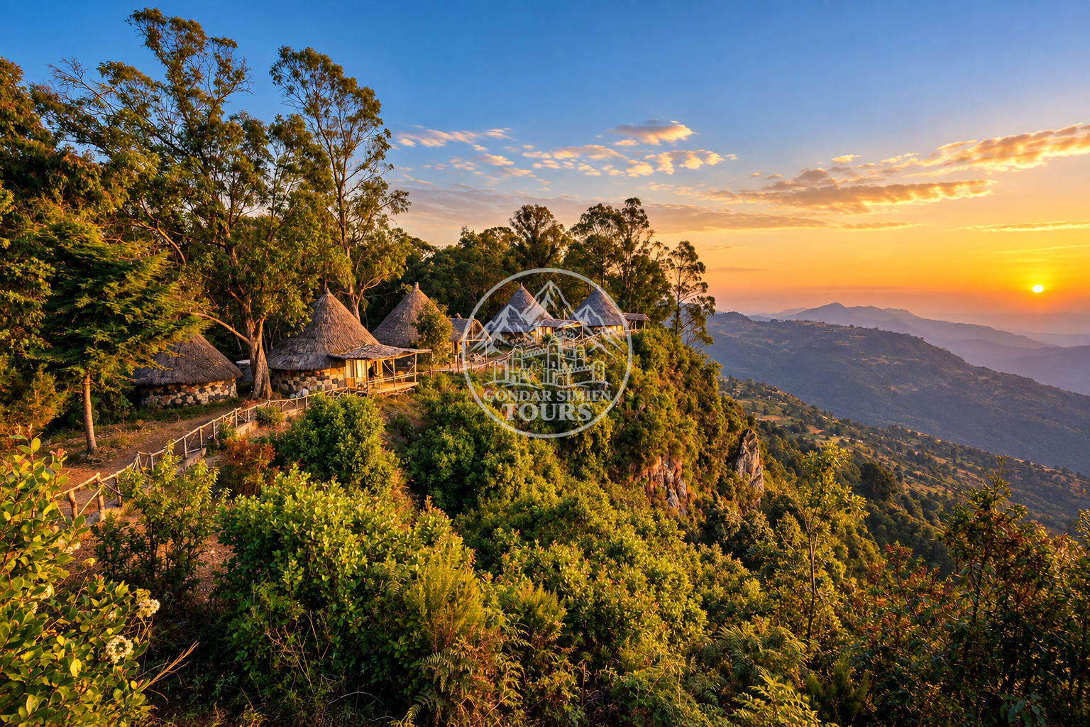 Dorze highland village and bamboo landscape in the Guge Mountains