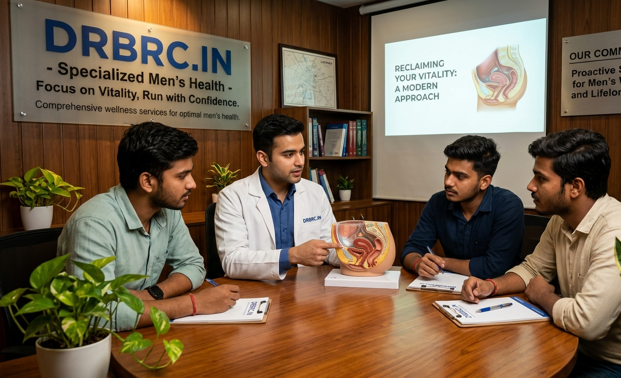 Group consultation session on male vitality and erectile health with a young specialist at DRBRC.IN.
