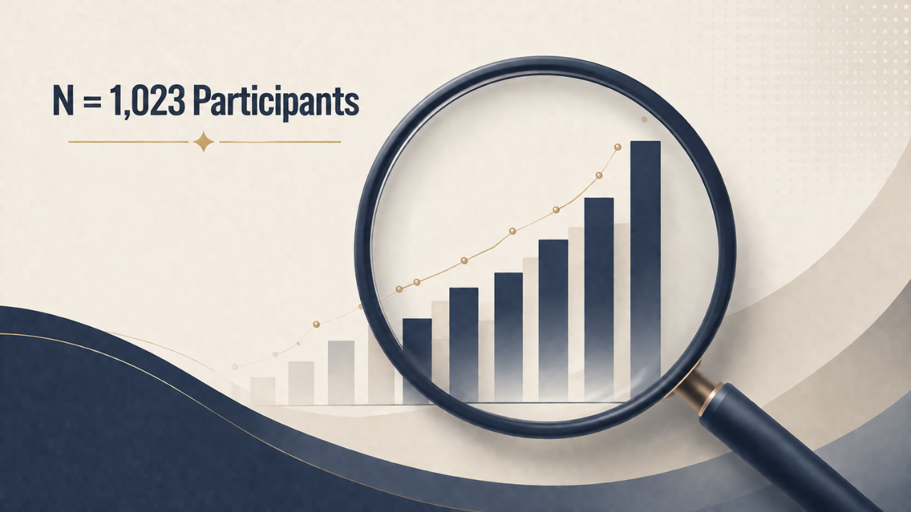 Data chart illustration representing manifestation scale study with 1023 participants