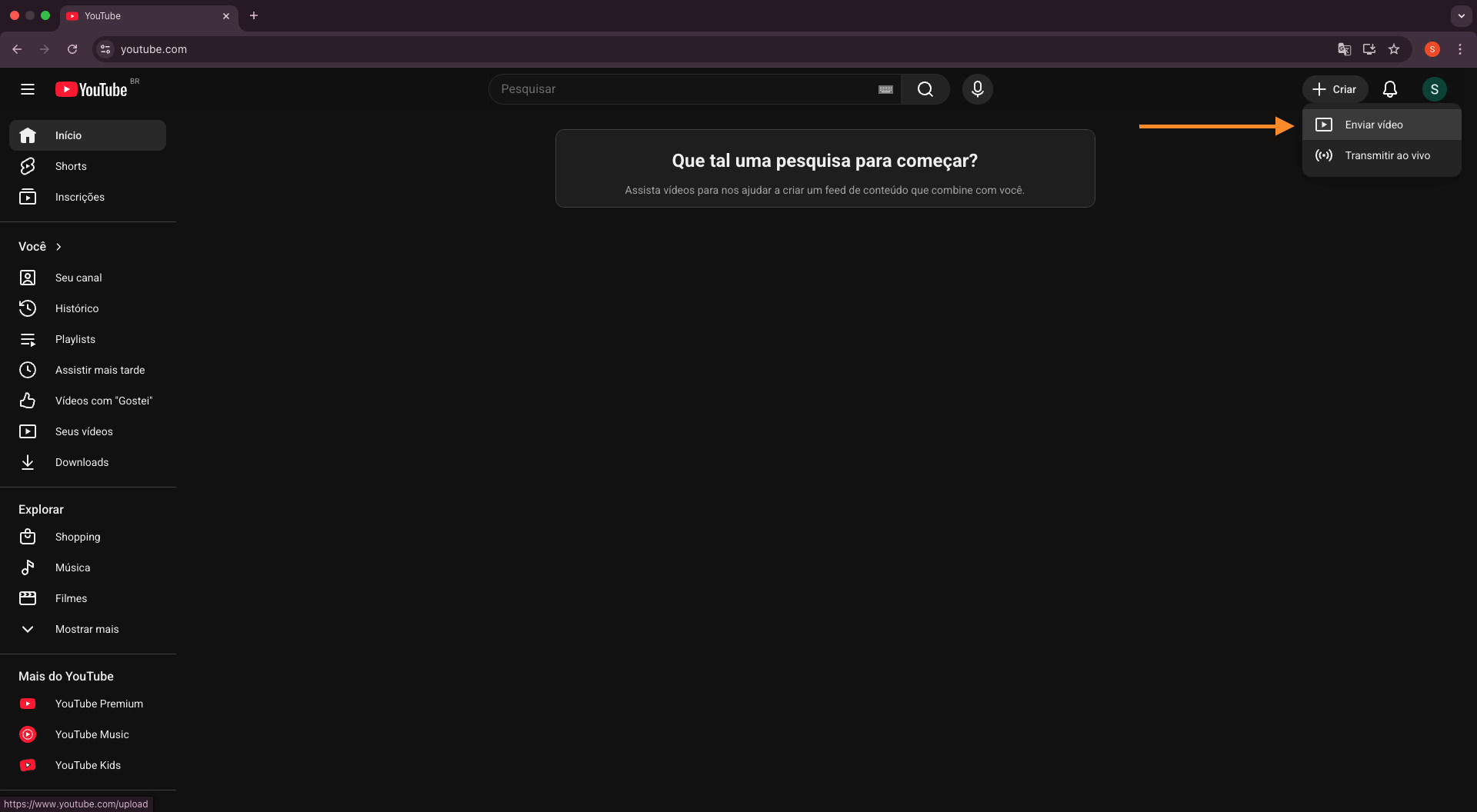 Passo 3 — Enviar vídeo