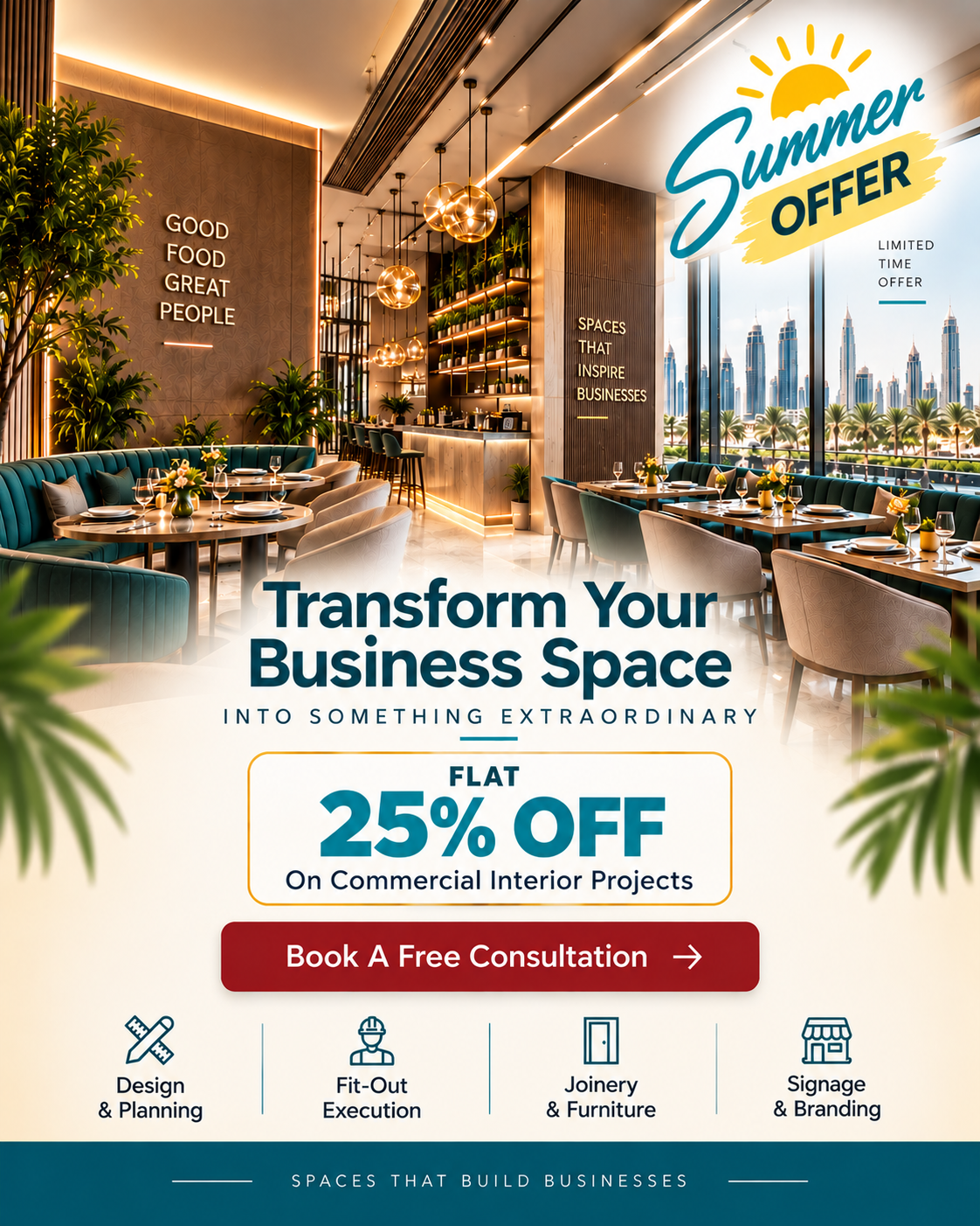 Qivora Commercial Interiors Qatar - 25% OFF Summer Offer Mobile