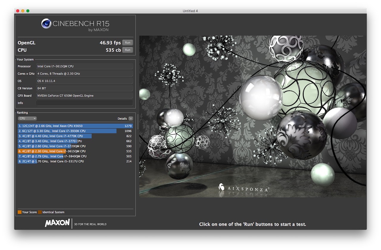 MacBook Pro 2012 CPU CineBench