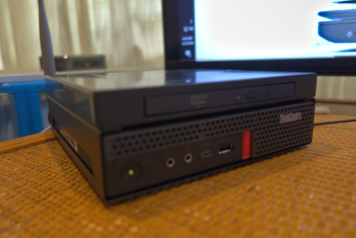 The ThinkCentre Tiny with the Rambo DVD Drive