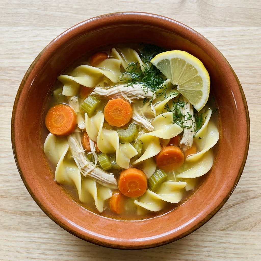 One-Pot Classic Chicken Noodle Soup with Carrots, Celery & Dill