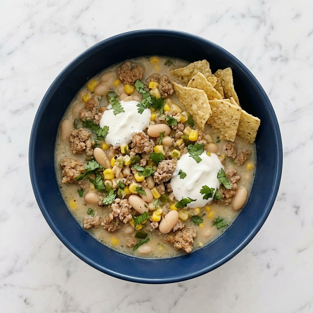 White Turkey Chili with Cannellini Beans, Jalapeño & Lime Crema