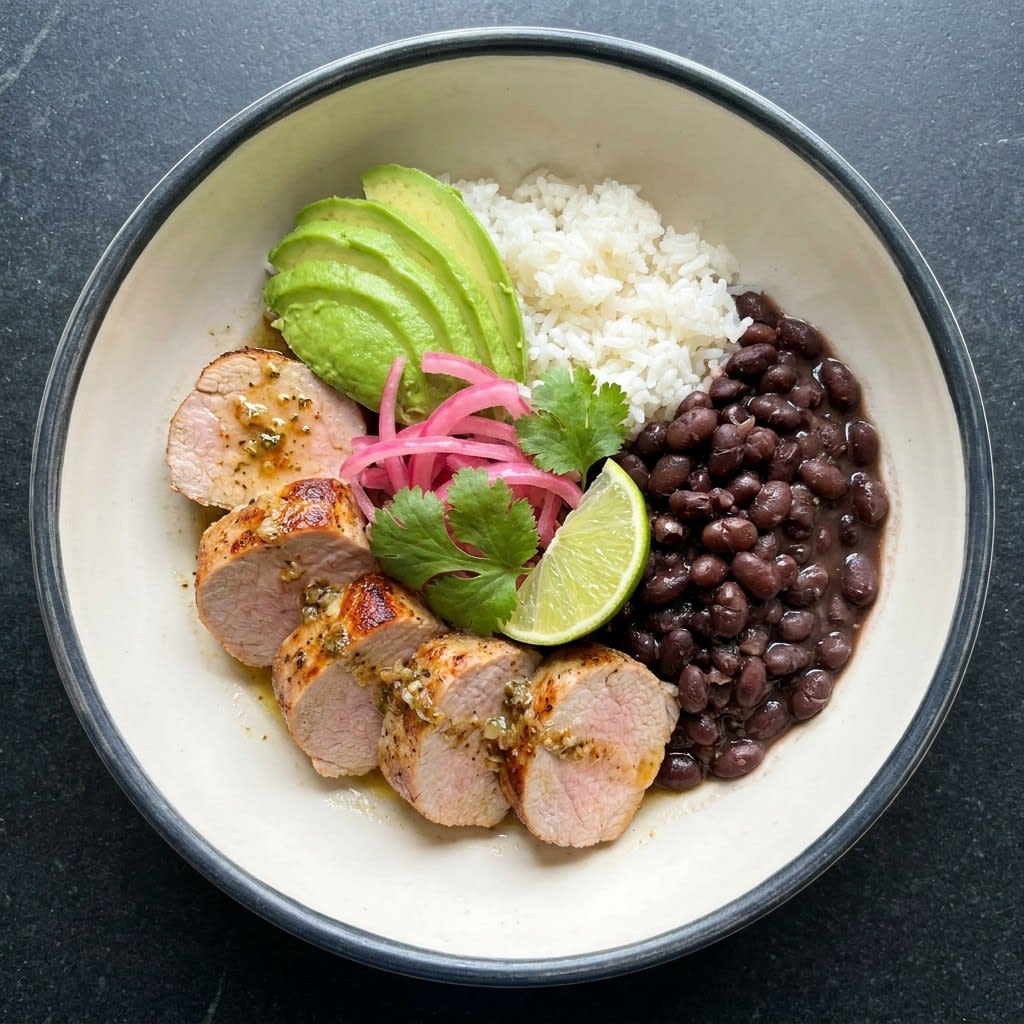 Cuban Mojo Pork Tenderloin with Black Beans & Rice