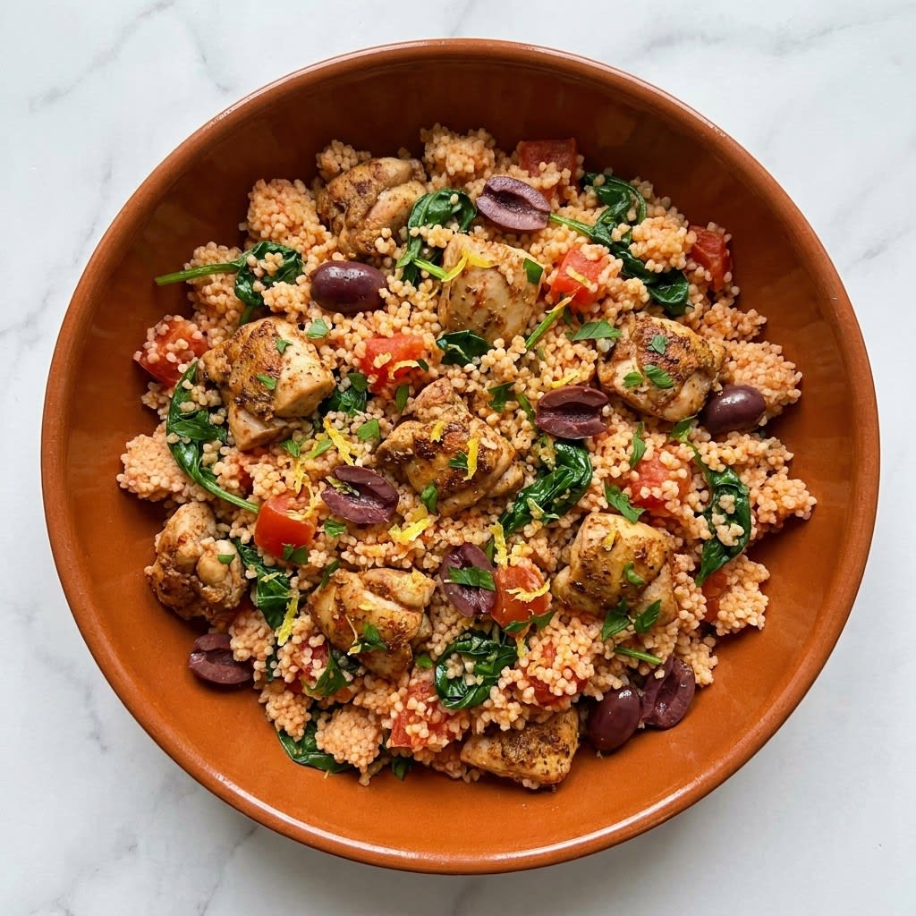 One-Pot Mediterranean Chicken Couscous with Olives & Lemon