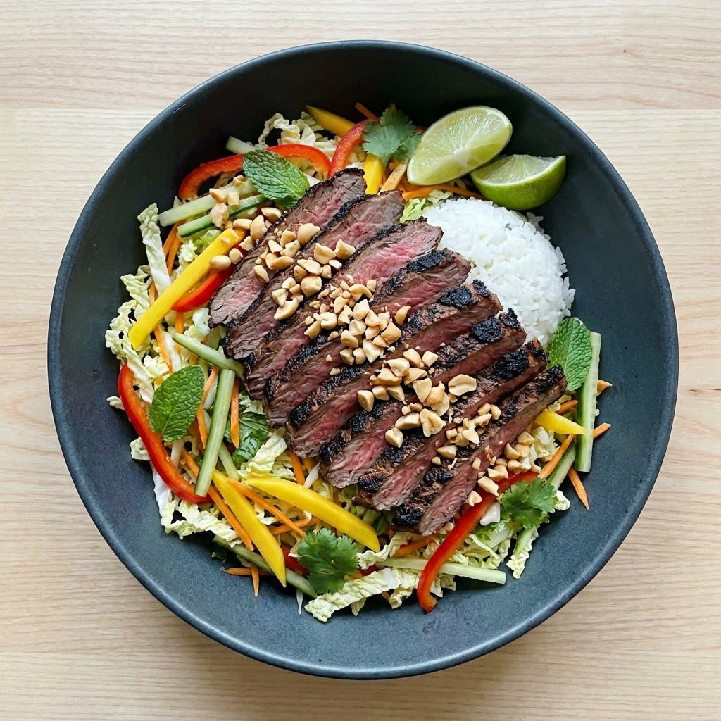 Thai Steak & Mango Salad with Lime Dressing & Peanuts