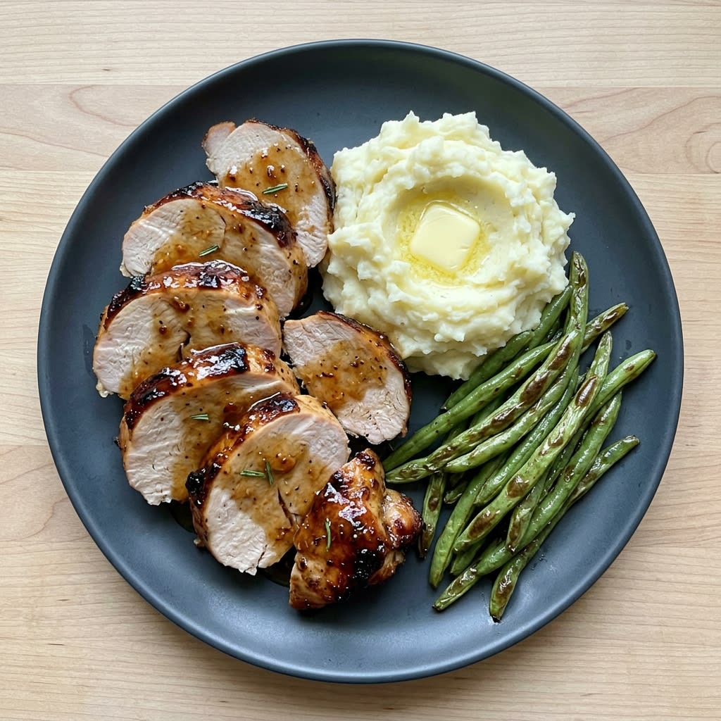 Maple-Dijon Turkey Tenderloin with Mashed Potatoes & Green Beans