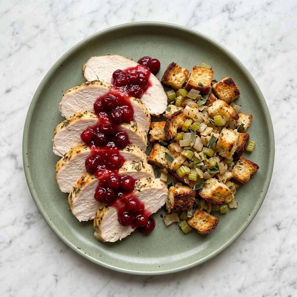 Herb-Roasted Turkey Tenderloin with Sheet-Pan Stuffing & Cranberry Sauce