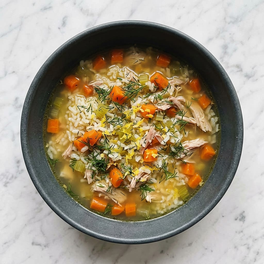 Lemony Turkey & Rice Soup with Carrots & Dill